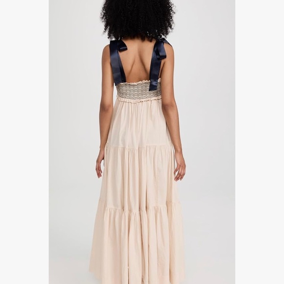 NWT FREE PEOPLE sweat heart neck with bows tiered maxi dress - Picture 3 of 12